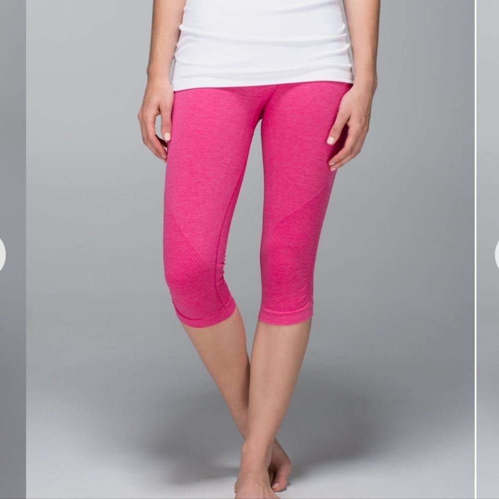 Lululemon In the Flow II seamless crop leggings sz 6 pink